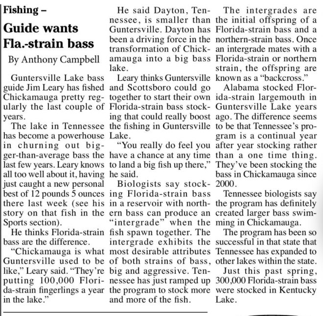 GUNTERSVILLE BASS GUIDES