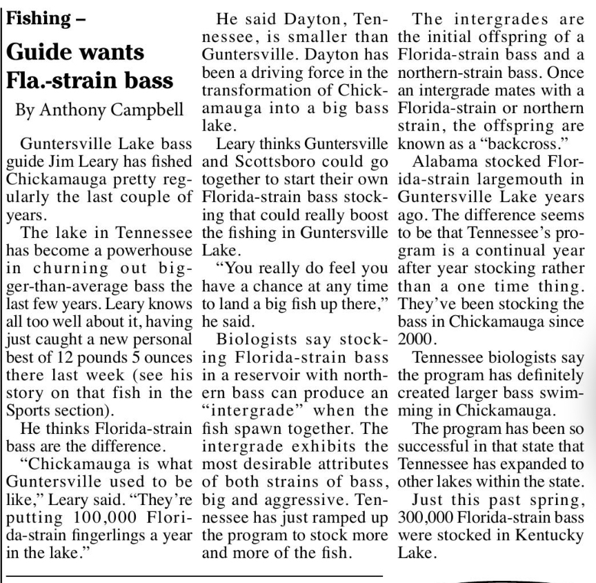 GUNTERSVILLE BASS GUIDES
