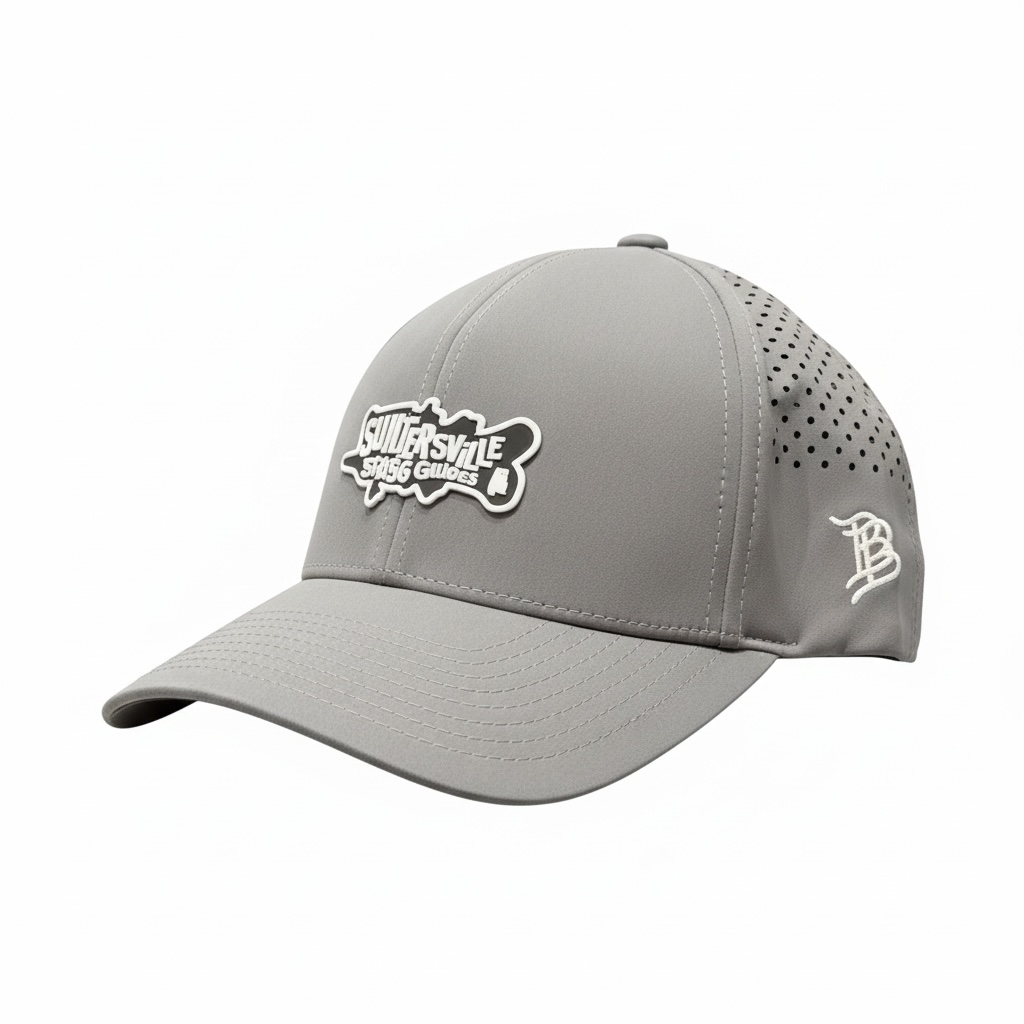 Guntersville Bass Guides slate hat black and white logo