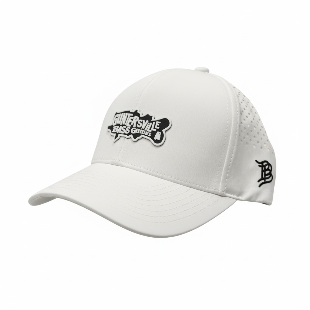 Guntersville Bass Guides white hat black and white logo
