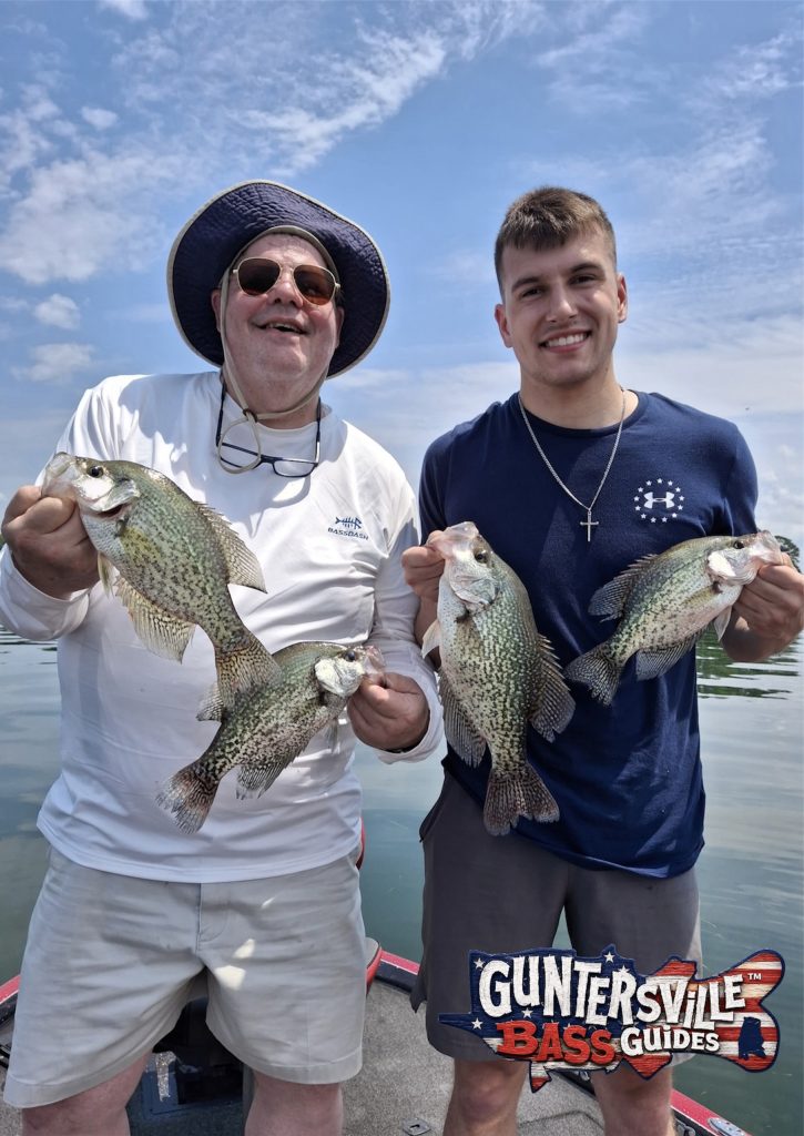 Anglers enjoying a Lake Guntersville crappie trip