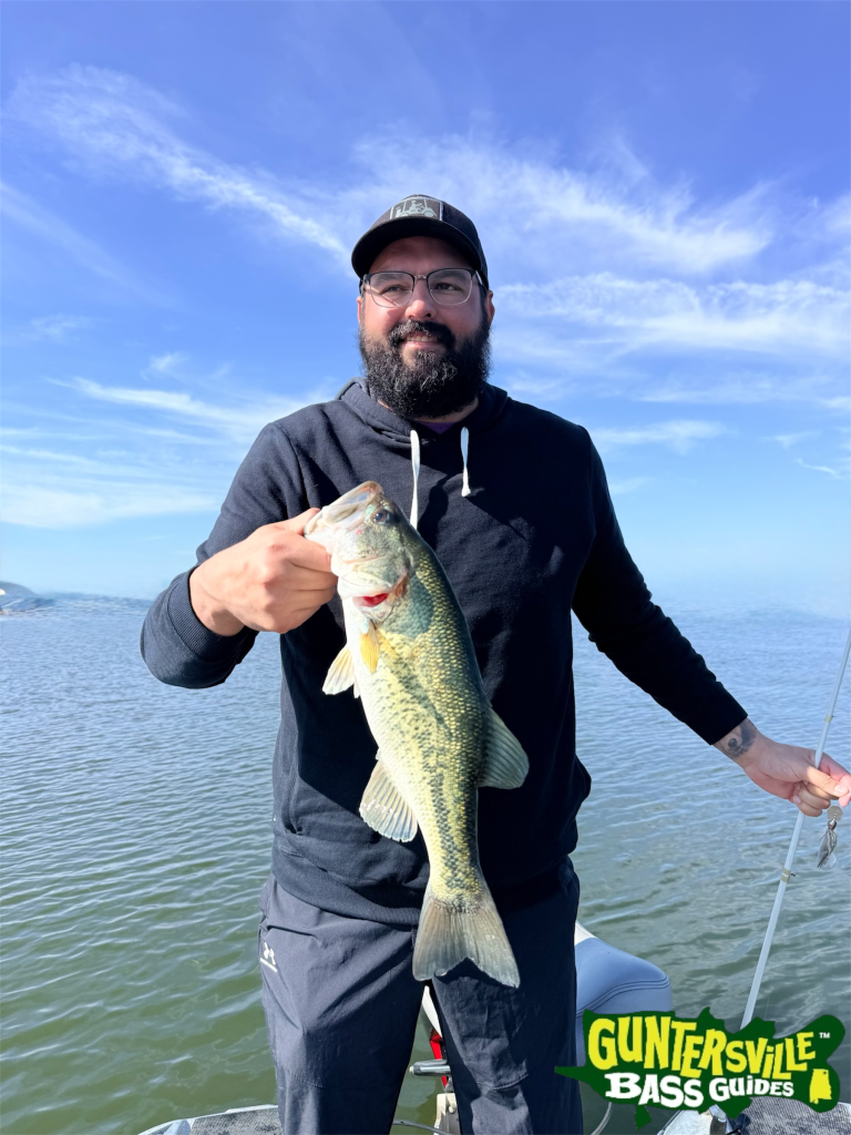 Lake Guntersville bass caught during current driven bite