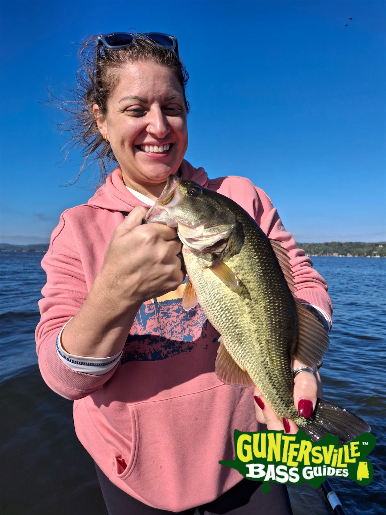 Corrie with Lake Guntersville bass in October