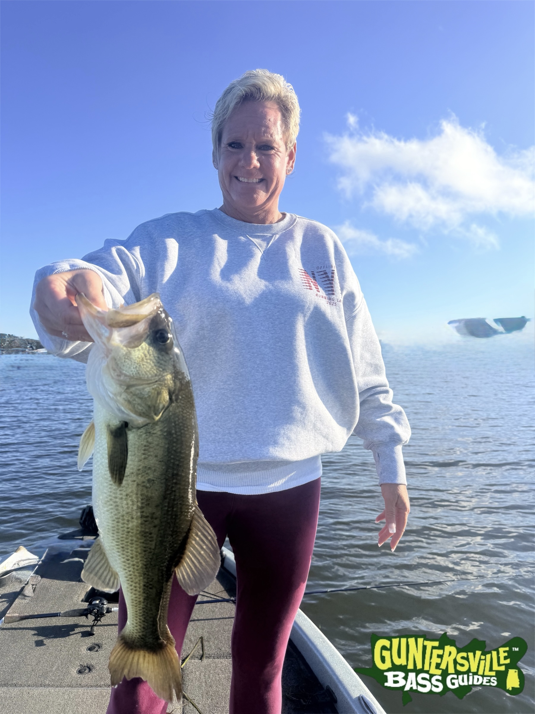 Theresa fishing Lake Guntersville with Captain Jim