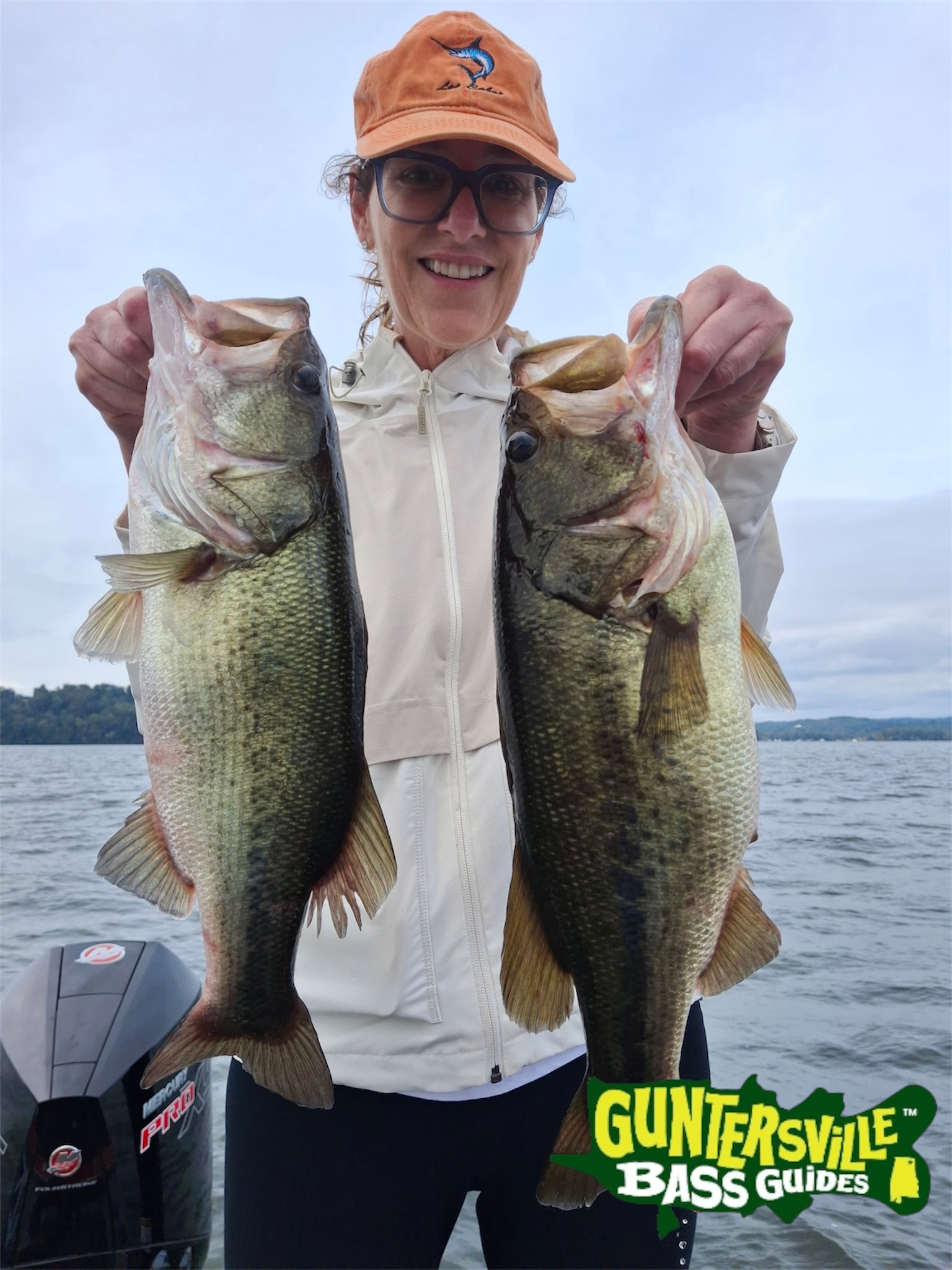 Elise fishing Lake Guntersville with Captain Phillip